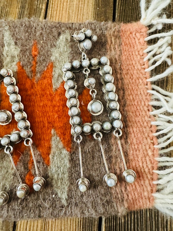 Handmade Pearl And Sterling Silver Dangle Earrings - image 5