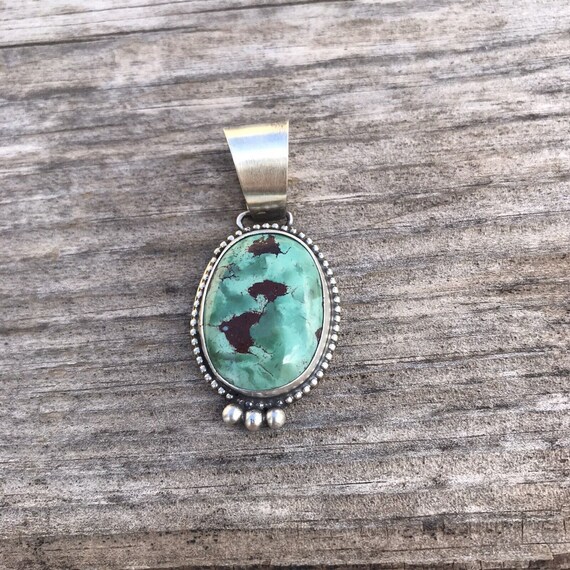 Navajo Turquoise Sterling Silver Pendant - image 6