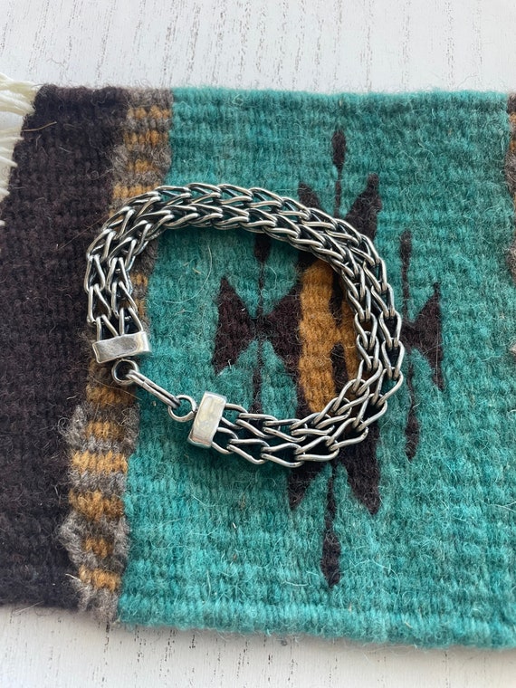 Navajo Handmade Woven Link Sterling Silver Bracele