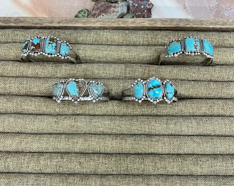 Handmade Sterling Silver Number 8 Turquoise Cuff Bracelet with Signed Nizhoni