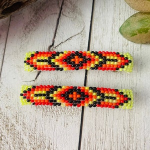 Navajo Handmade Beaded Barrette Set