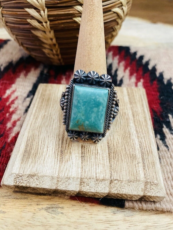Navajo Royston Turquoise & Sterling Silver Ring S… - image 1