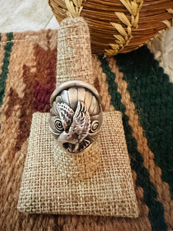 Old Pawn Navajo Sterling Silver Eagle Ring Size 9