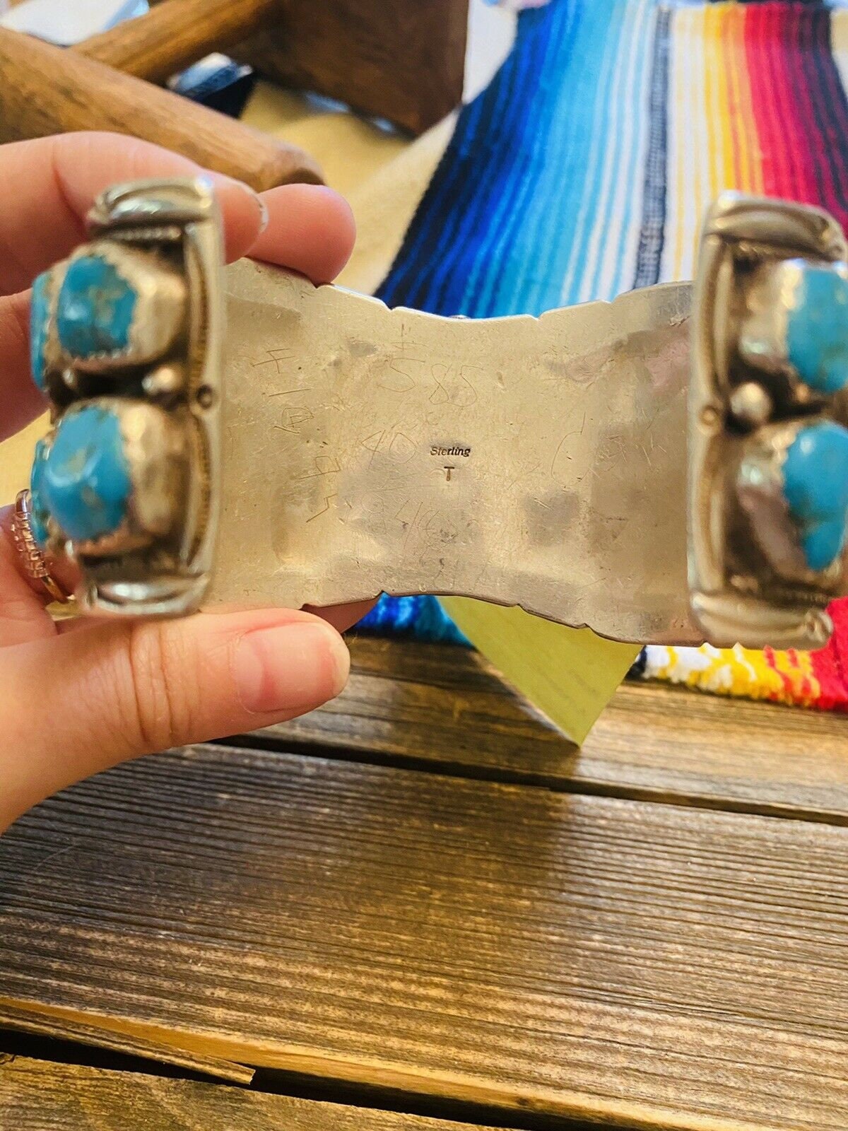 Vintage Navajo Turquoise & Sterling Silver Jumbo Watch Cuff