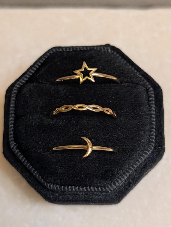 Gold Plated Celestial Stacking Ring Set of 3 - image 1