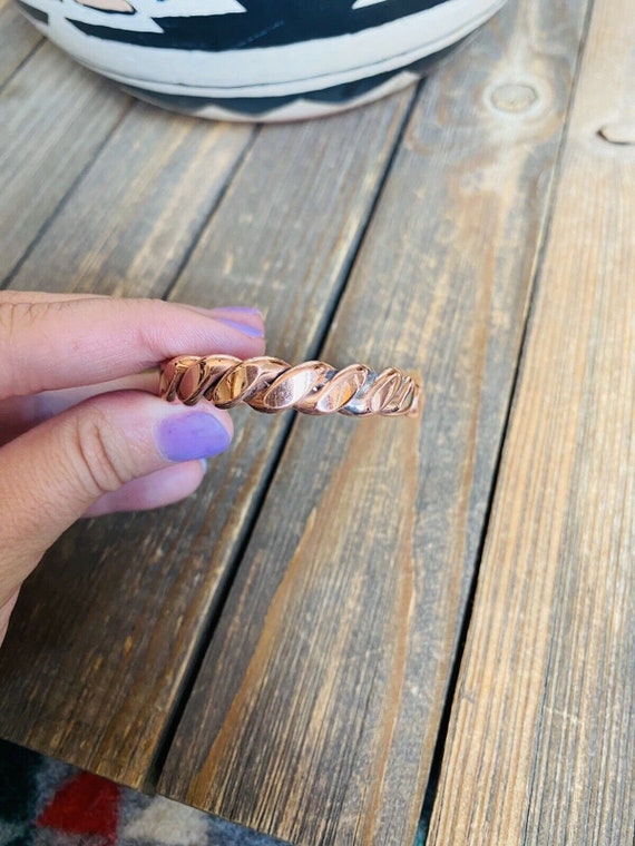 Navajo Copper Over Sterling Hand Twisted Cuff Bra… - image 6