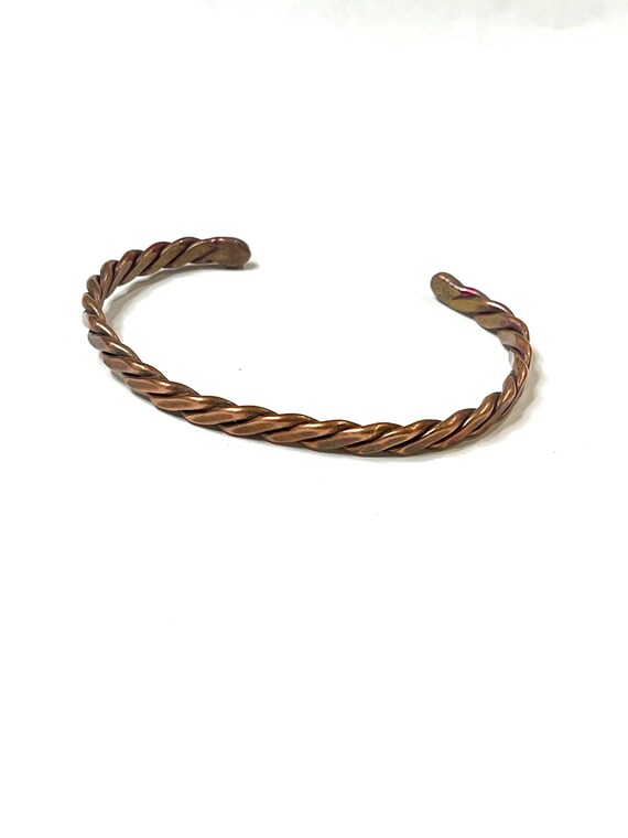 Vintage Handmade Copper Cuff - image 6