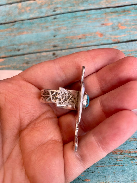 Navajo Turquoise & Sterling Silver Adjustable Ring - image 3