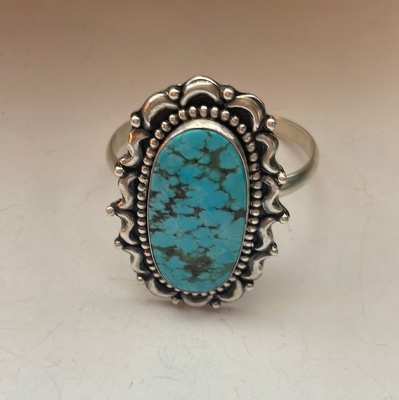 Beautiful Navajo Turquoise & Sterling Silver Cuff… - image 6