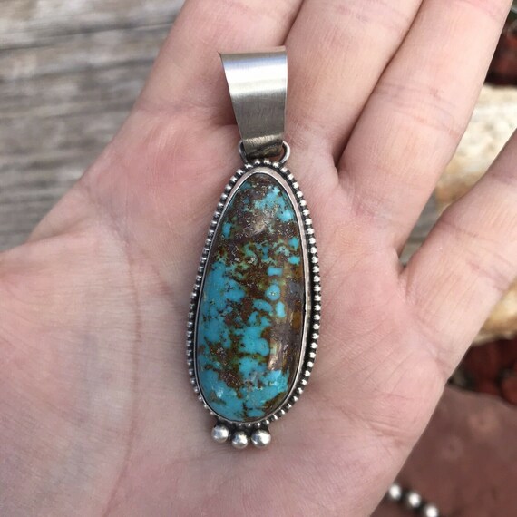 Navajo Turquoise Sterling Silver Pendant - image 6