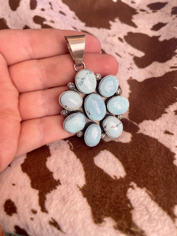 Navajo Golden Hills Turquoise & Sterling Silver Pendant