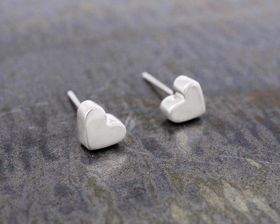 Tiny Heart Sterling Silver Stud Earrings - image 1