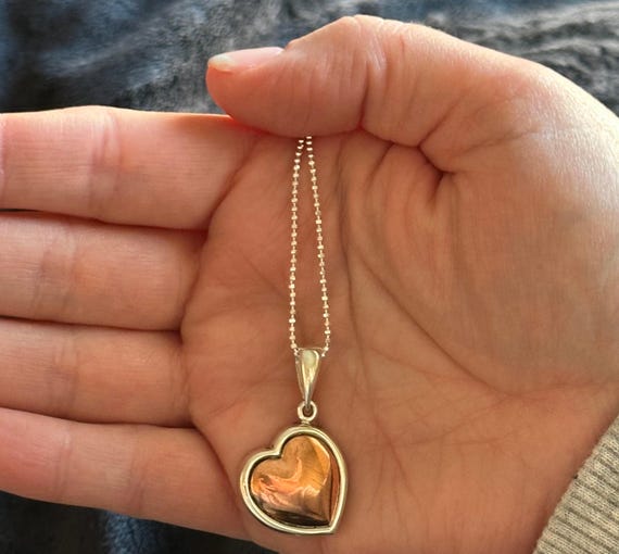 Copper Heart with SterlingSilver frame Necklace - image 4