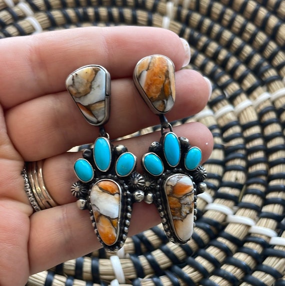 Navajo Spice, Turquoise & Sterling Silver Dangle … - image 4