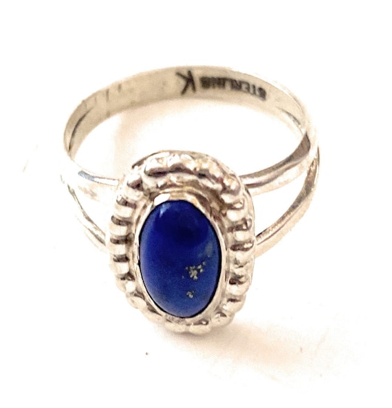 Navajo Sterling Silver & Lapis Ring Size 7.5 - image 8