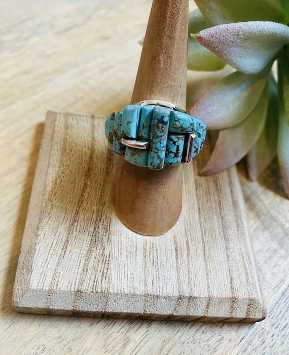 Navajo Turquoise & Sterling Silver High Rise Inlay