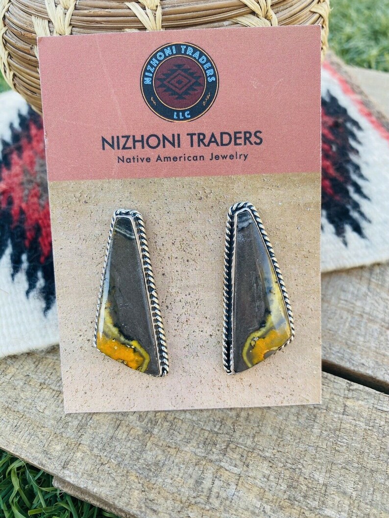 Navajo Bumblebee Jasper Sterling Silver Post Earrings Navajo Bumblebee Jasper Sterling Silver Post Earrings