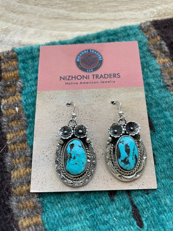Navajo Kingman Turquoise & Sterling Silver Dangle… - image 3