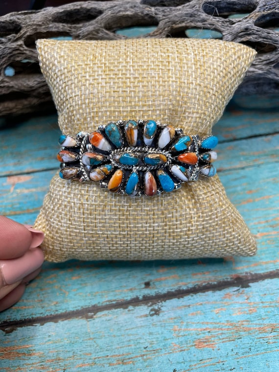 Vintage Navajo Juliana Williams Petit Point Green Turquoise
