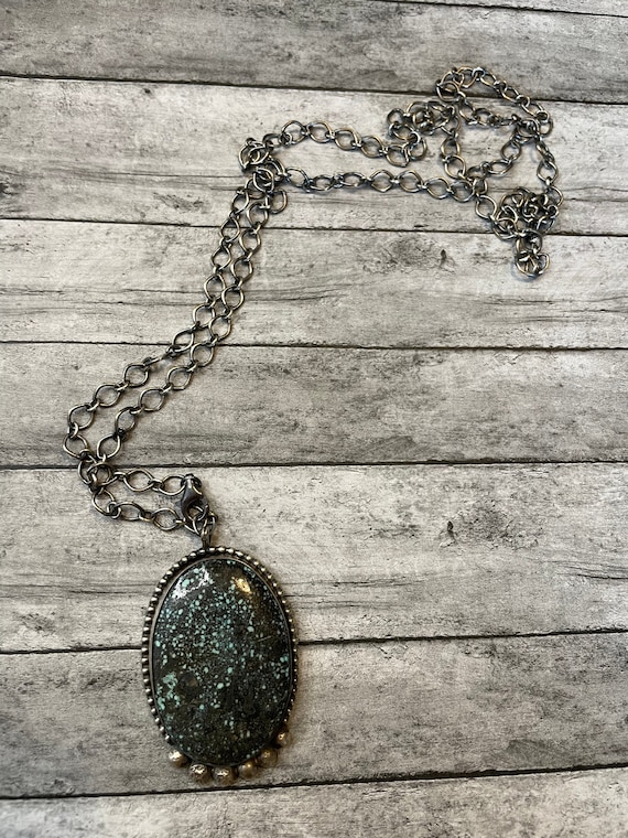 Navajo Turquoise And Sterling Silver Necklace - image 1