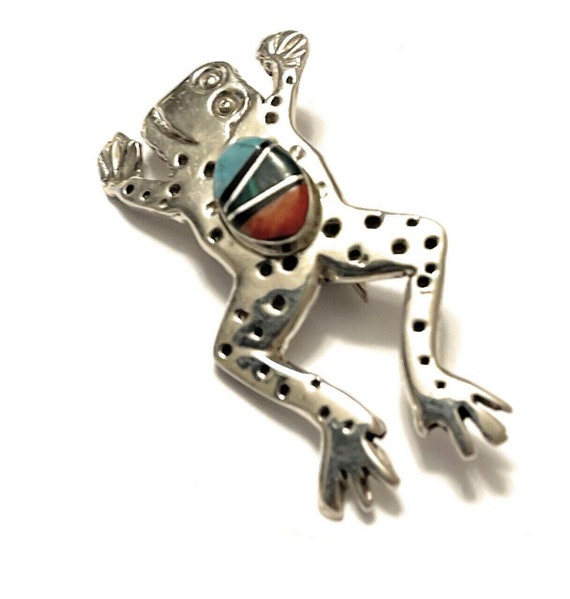 Navajo Sterling Silver Multi Stone Leap Frog Pend… - image 8