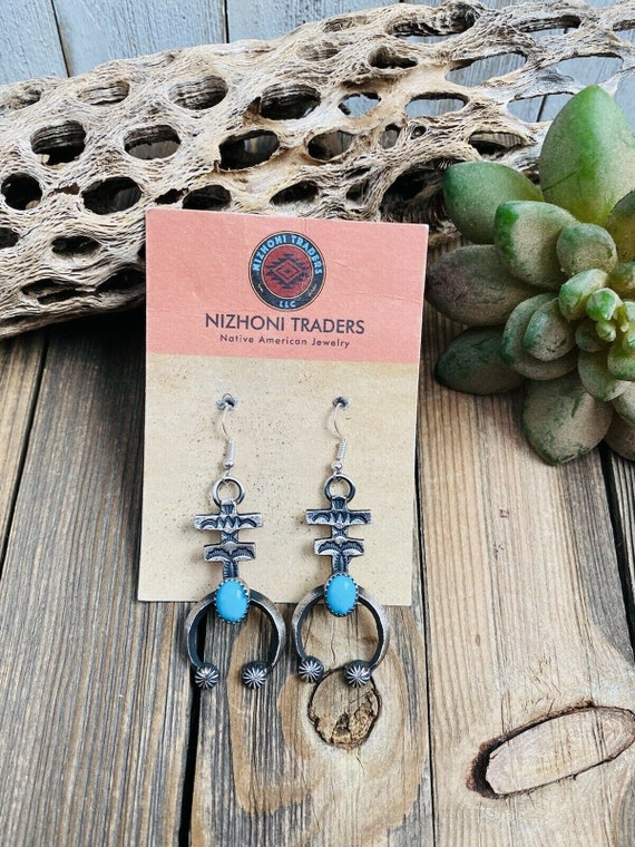 Navajo Turquoise & Sterling Silver Naja Cross Dan… - image 2