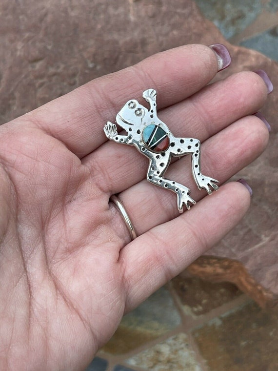 Navajo Sterling Silver Multi Stone Leap Frog Pend… - image 4