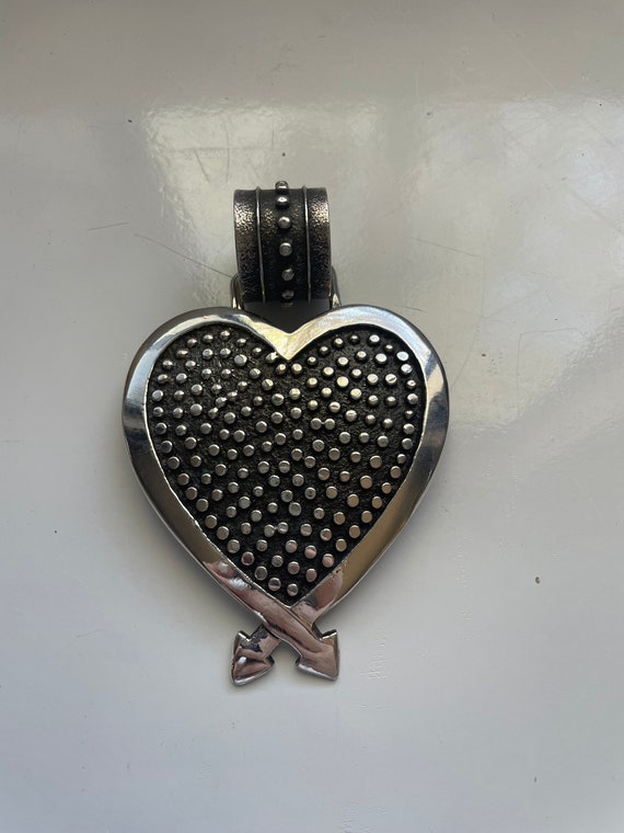 Navajo Sterling Silver Heart Pendant Signed - image 6