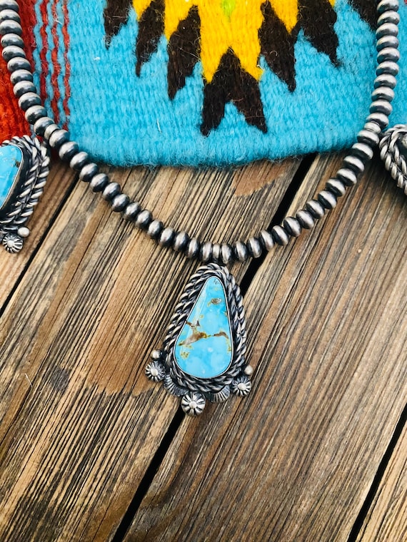 Navajo Sterling Silver & Turquoise Necklace Set b… - image 5