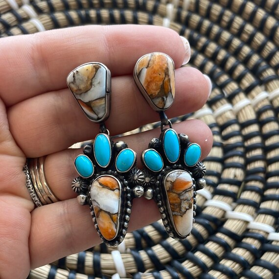 Navajo Spice, Turquoise & Sterling Silver Dangle … - image 3