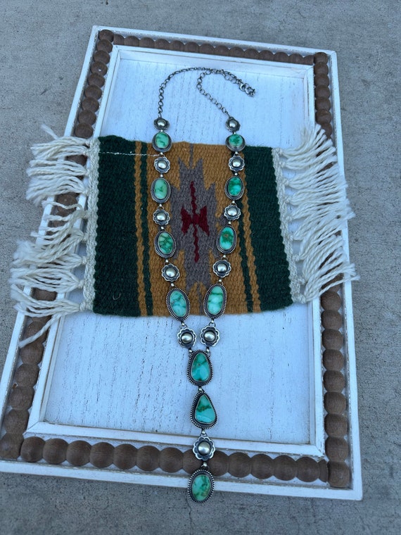 Incredible Native American Navajo Roystong Turquoise Sterling Silver Pillbox Necklace Incredible Native American Navajo Roystong Turquoise Sterling Silver Pillbox Necklace