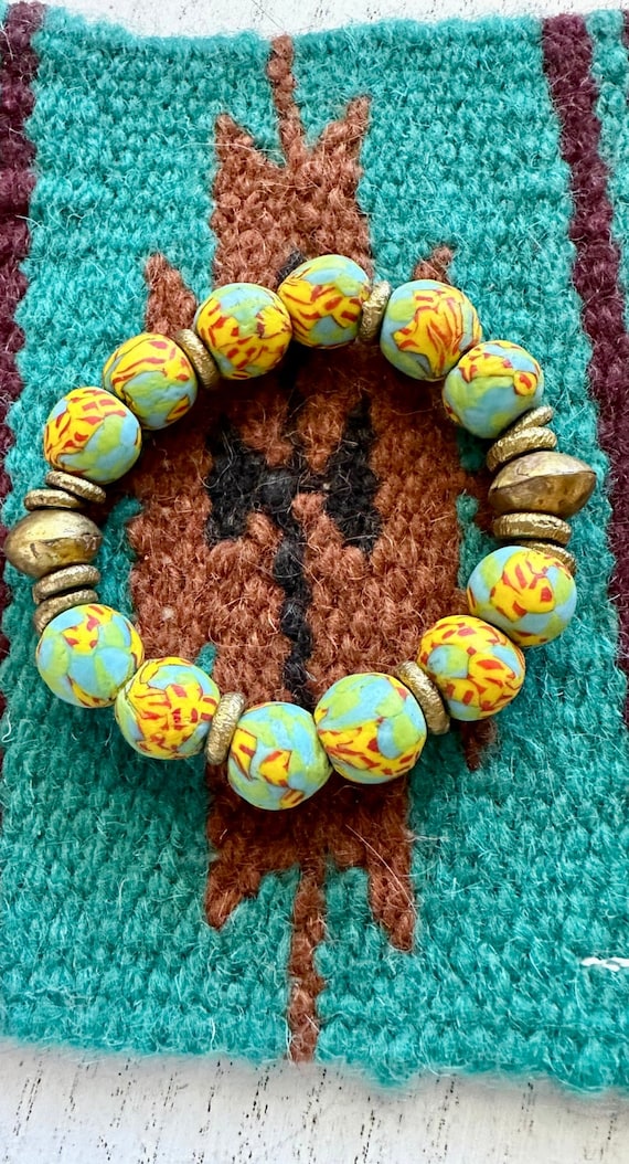 Handmade Beaded Stretch Turquoise Bracelet