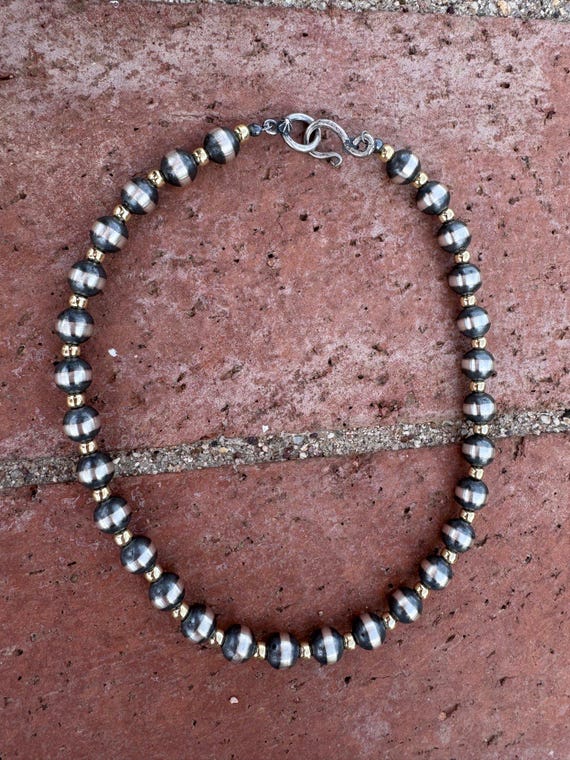 Handcrafted Patterned Gold Overlay & Sterling Sil… - image 5