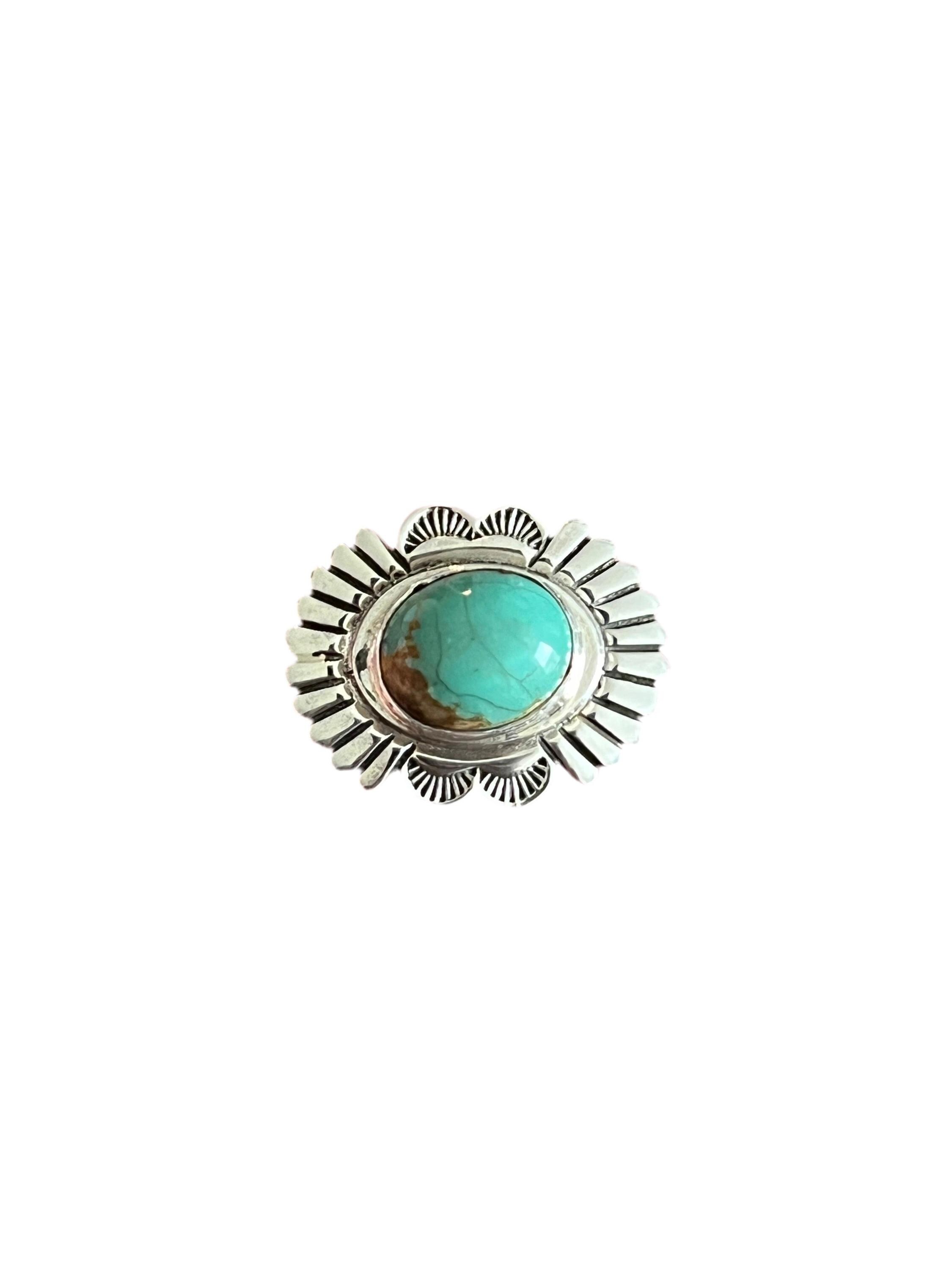 Sterling Silver and Oval Kingman Turquoise Concho Slide - Etsy