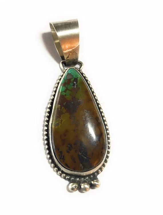 Navajo Turquoise Sterling Silver Pendant - image 1