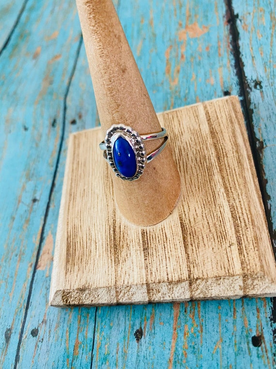 Navajo Sterling Silver & Lapis Ring Size 7.5 - image 4