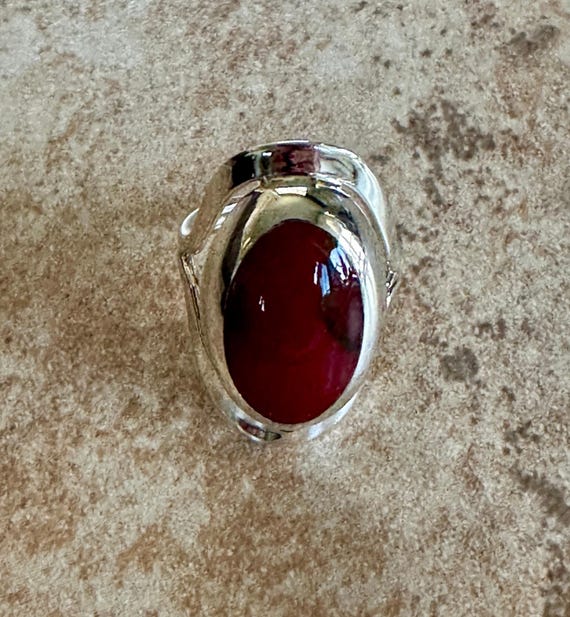 Red Jasper Oval Frame Ring - image 3