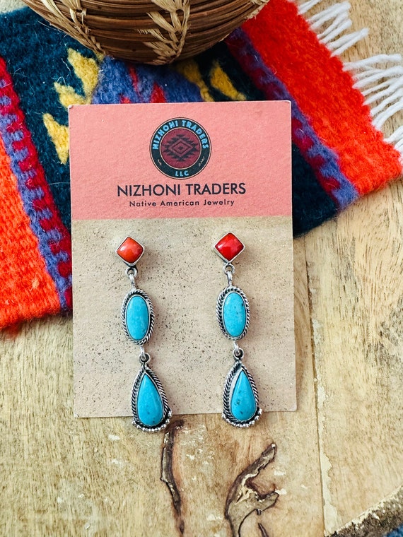 Museum Vintage Navajo 'Handmade Drum' Turquoise Coral Native American Jewelry Silver Chiming Necklace Museum Vintage Navajo 'Handmade Drum' Turquoise Coral Native American Jewelry Silver Chiming Necklace