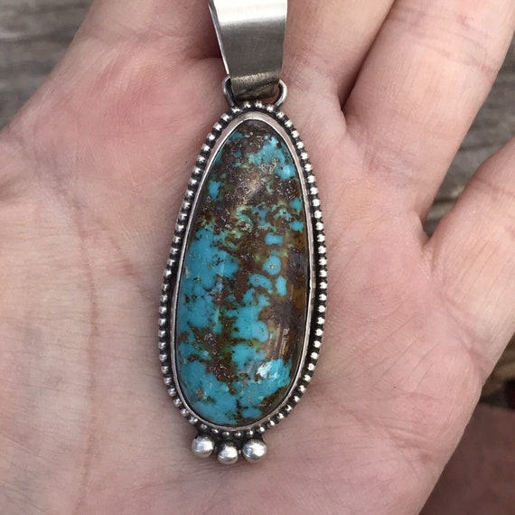 Navajo Turquoise Sterling Silver Pendant - image 7