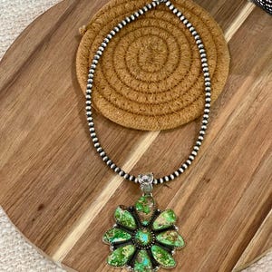 Gorgeous Handmade Sterling Silver & Sonoran Mountain Turquoise Cluster Pendant