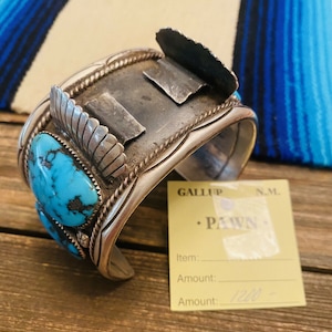 Vintage Navajo turkoois en sterlingzilver jumbo horlogemanchet