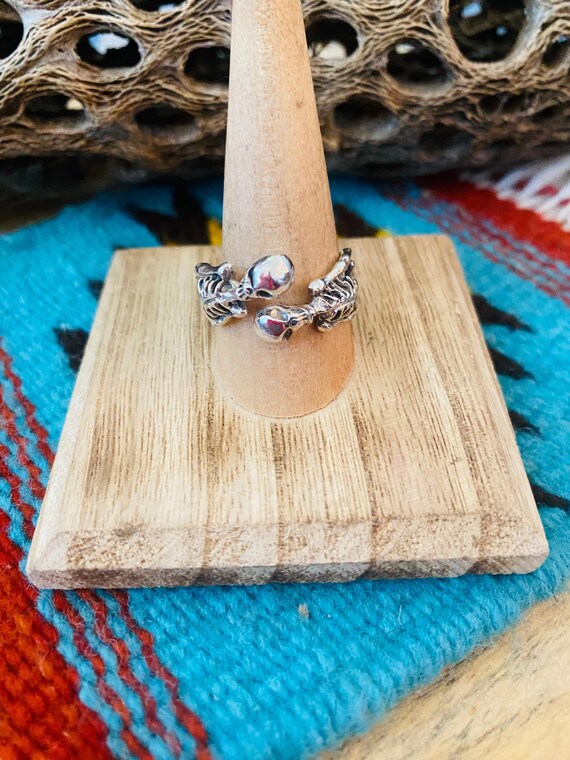 Handmade Sterling Silver Skeleton Adjustable Ring - image 1