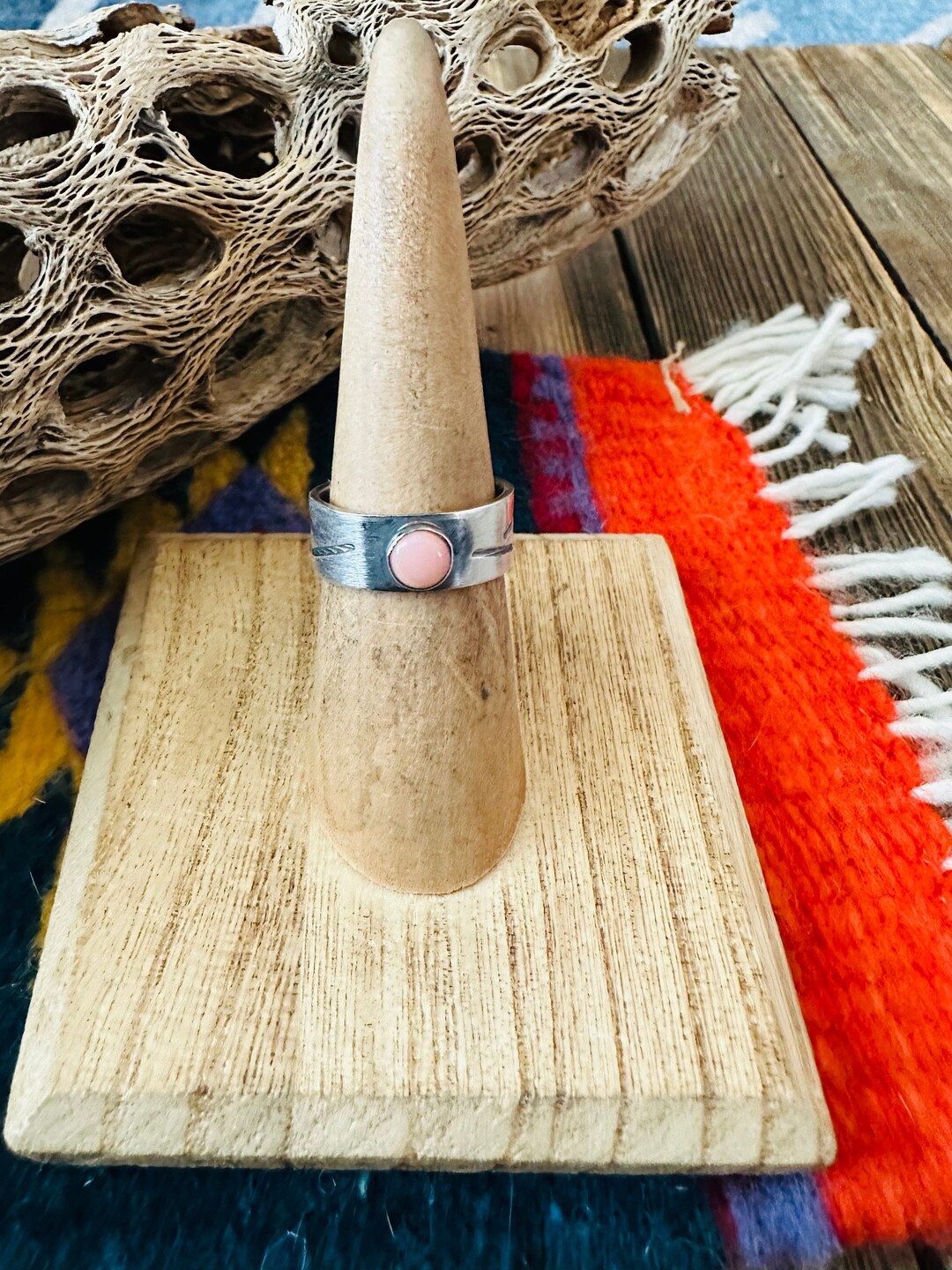 Navajo Sterling Silver and Queen Pink Conch Shell Band Ring Etsy