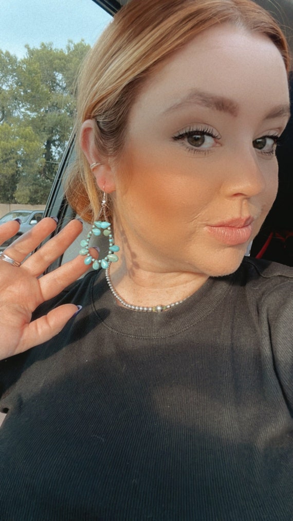Navajo Sterling Silver Turquoise Beaded Earrings - image 4