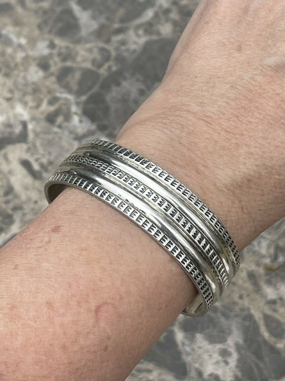 Navajo Sterling Silver Tribal Style Hand Stamped … - image 2