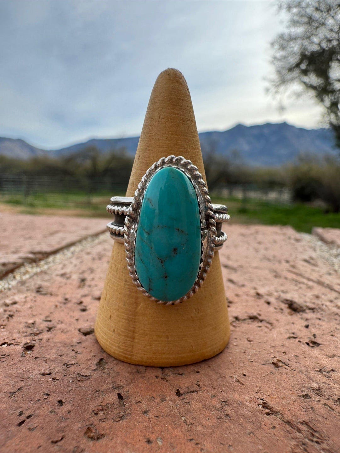 Handcrafted Oval Kingman Turquoise & Sterling Silver Ring Size 10.5 - Etsy