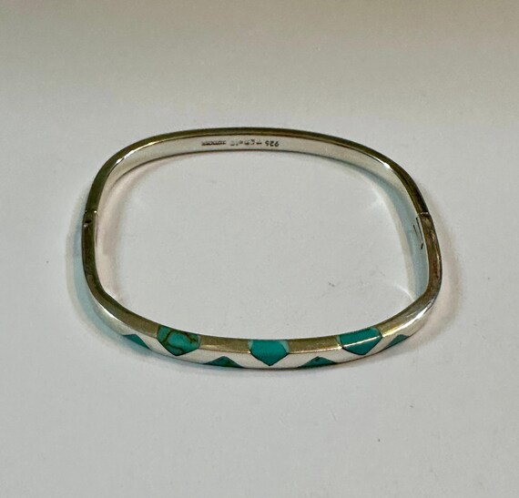 Hinged Bangle W/ Turquoise Triangles - image 5