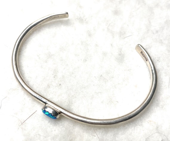 Navajo Sterling Silver & Blue Opal Cuff Bracelet - image 5