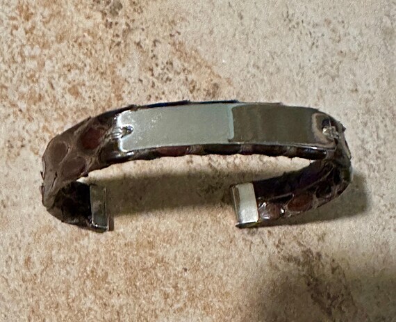 Brown Python Cuff w/ Silver Badge Bracelet - image 2