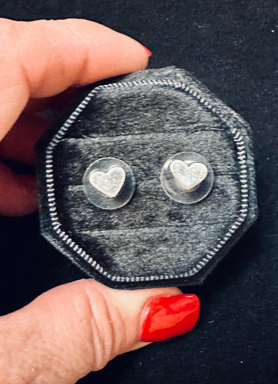 Tiny Heart Sterling Silver Stud Earrings - image 2